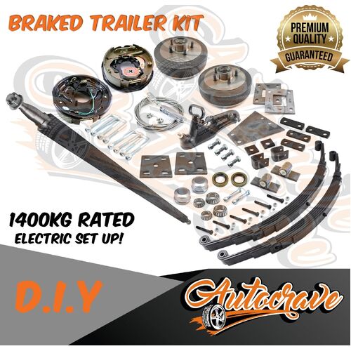 Trailer Kit DIY Electric Braked Axle 1400kg Square Axle Eye & Eye Spring Boat