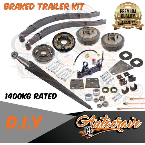 Trailer Kit DIY Hydraulic Braked Axle 1400kg Square Axle Slipper Spring Boat