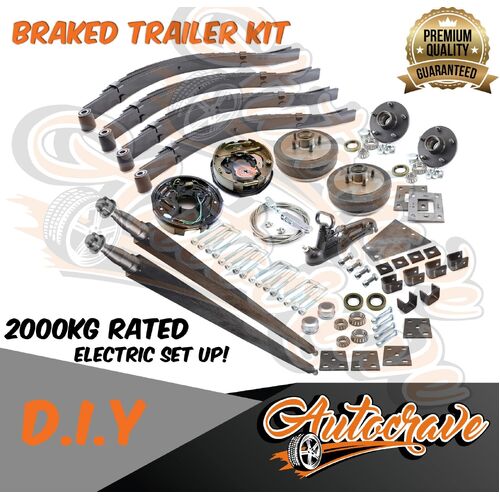 Tandem Trailer Kit DIY Electric Braked Axle 2000kg Square Axle Slippler Spring