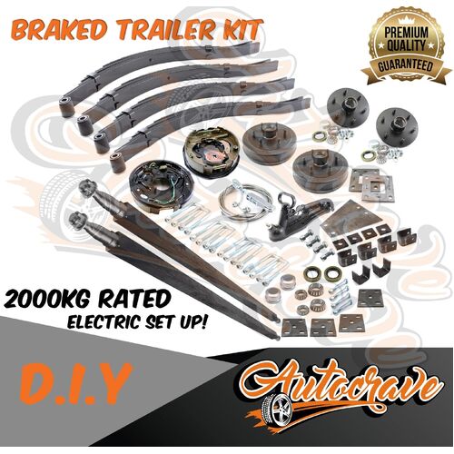 Tandem Trailer Kit DIY Electric Braked Axle 2000kg Square 6 Stud Land Cruiser