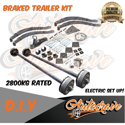 Tandem Trailer Kit DIY Dual Electric Braked Axle 2800kg Square Axle Assembled