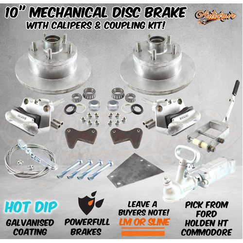 Boat Trailer Galvanised Mechanical 10" Disc Brake Kit Caliper Coupling Plate Arm