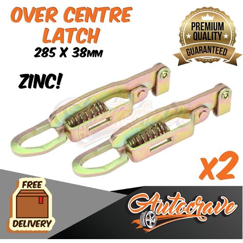 2x Over Centre Latch Door Lock Fastener Zinc Handle 285X38mm Truck Trailer