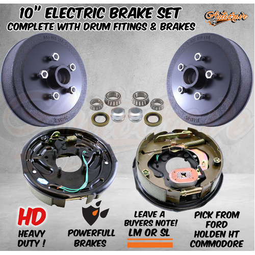 Trailer 10" Electric Brake Hub Drum Kit Electric Backing Plate Caravan Boat Stud