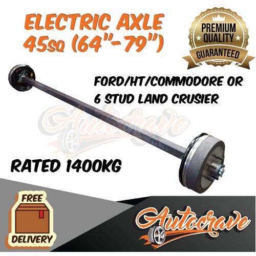 Trailer Electric Braked Axle 45mm Square 1400kg Caravan 10" Drum Backing Plate