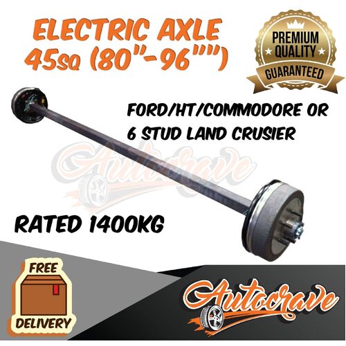 Trailer Electric Braked Axle 45mm Square 1400kg Caravan 10" Drum Backing Plates