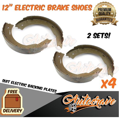 Trailer 12" Electric Brake Shoes Left Right Replacement Caravan Backing Plate