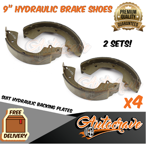 Trailer 9" Hydraulic Brake Shoes Left Right Replacement Caravan Backing Plate