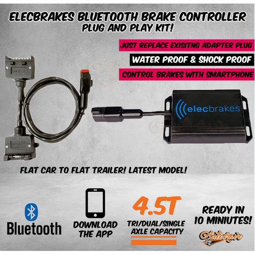 Elecbrakes Electric Bluetooth Brake Controller Adapter Flat To Flat Car Trailer