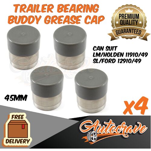 4x Trailer Hub Disc Bearing Buddies Buddy Protectors Dust Grease Cover Caps Boat