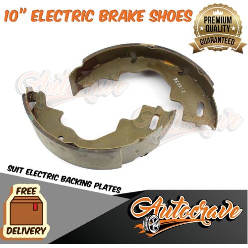 Pair 10" Trailer Electric Brake Shoes Replacement Backing Plate Caravan Drum Hub