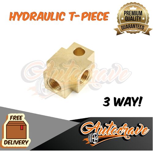 Trailer Hydraulic Brass T Piece 3 Way Block Flex Hose Bundy Tube Joiner Caravan