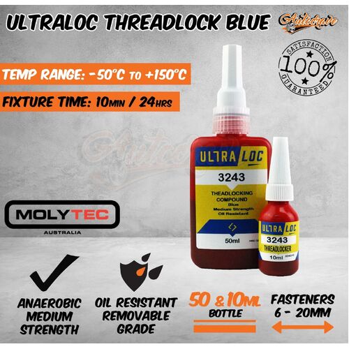 Ultraloc 3243 Threadlocking Compound Medium Strength Blue 50Ml + 10ml Oil Resist