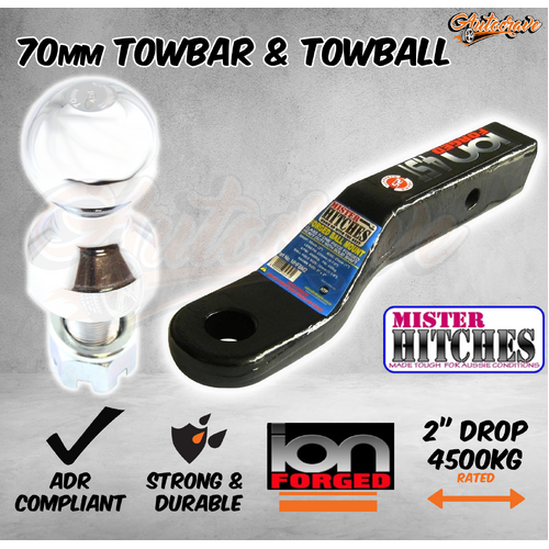 Trailer Car Tow Bar Tongue 2" Drop 70mm Tow Ball 4.5T Towball Towbar Mount Miste