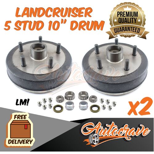 Hydraulic Electric Trailer Brake Drum 10" Land Cruiser 5 Stud LM/Holden Bearing