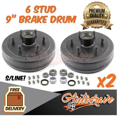 Hydraulic Mechanical Brake Drum Trailer 9" Land Cruiser 6 Stud SL/Ford Bearing