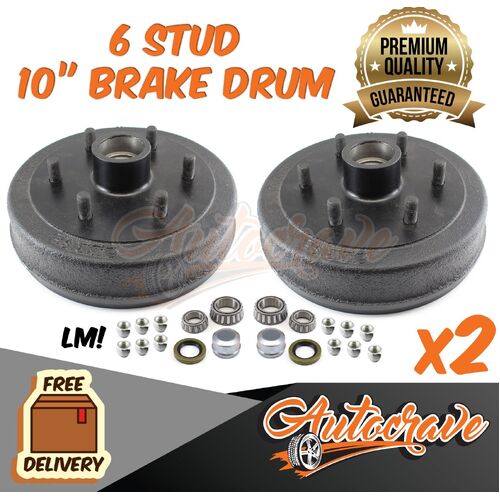 Hydraulic Electric Trailer Brake Drum 10" Land Cruiser 6 Stud LM/Holden Bearing