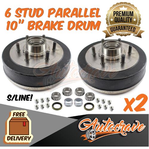 Hydraulic Electrical Brake Drum 10" Parallel Land Cruiser 6 Stud SL/Ford Bearing