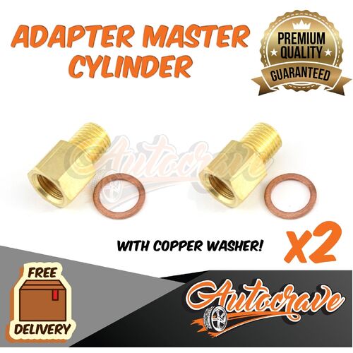 2x Adapter Master Cylinder Jet Ski Boat Caravan Ute Break Fitting, Copper Washer