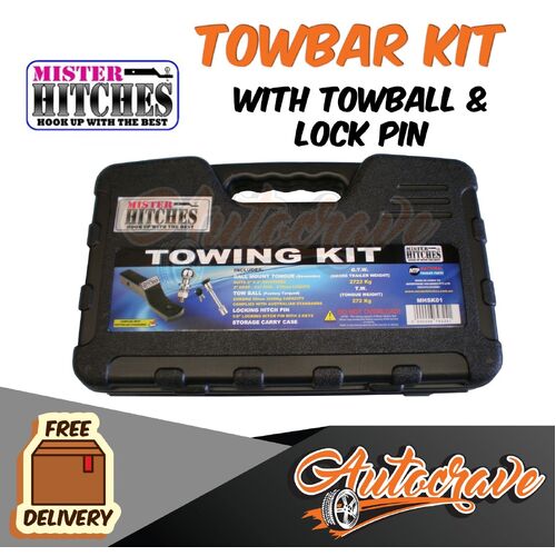 Towbar Towing Kit With 50mm Towball Lock Pin And 2" Drop Towbar Tongue Mister