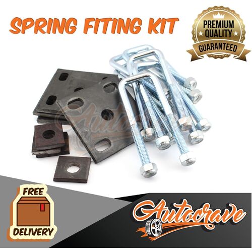 U Bolt Kit 40mm Square Axle Spring Leaf Fitting Fish Plate Trailer Boat Caravan