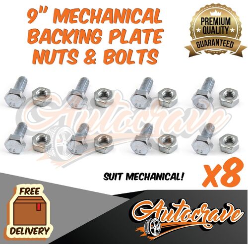 8 x Trailer 9" Mechanical Brake Backing Plate Drum Mounting Bolts And Nuts Only