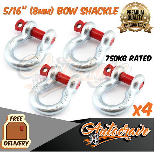 4x Rated Bow Shackle 8mm WLL 750kg S Grade Truck Trailer Car Tow 4WD