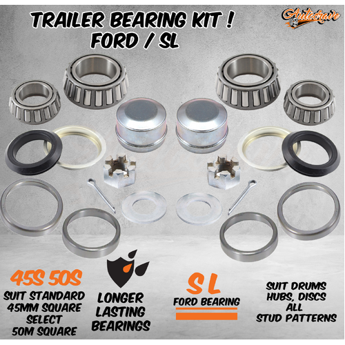 Waterproof Marine Boat Trailer Wheel Bearing Kit Ford SL Type Bearings & Seals