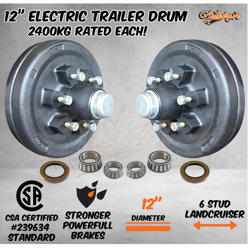 Trailer 12" Electric Brake Hub Drum Suit Electric Backing Plate Caravan Boat 2T