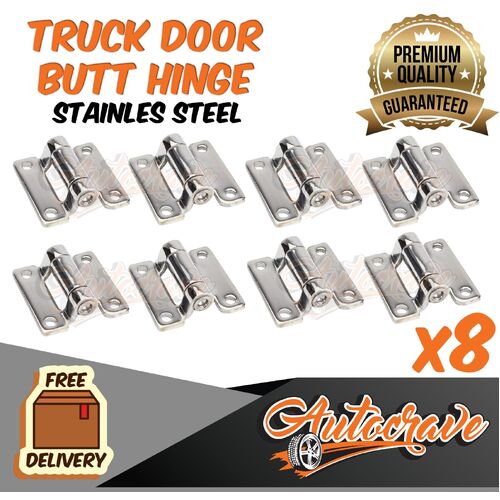 8x Truck Door Hinge Trailer Boat Butt Hinge Stainless Steel 60 x 59mm 4mm Thick