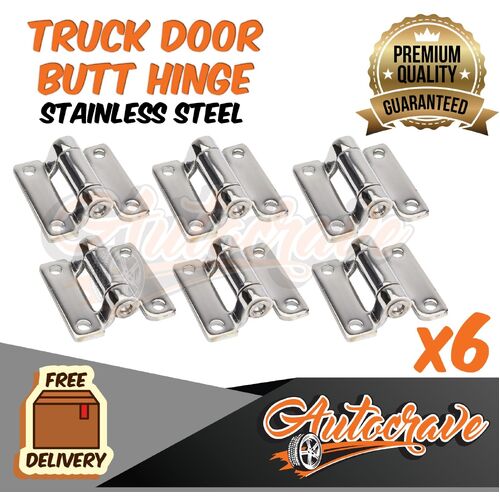 6x Truck Door Hinge - Butt Hinge Stainless Steel - 60 x 59mm - 4mm Thickness!