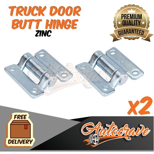 2x Truck Door Hinge - Butt Hinge Zinc Coated - 60 x 59mm - 4mm Thickness!