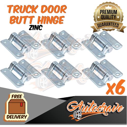 6x Truck Door Hinge - Butt Hinge Zinc Coated - 60 x 59mm - 4mm Thickness!