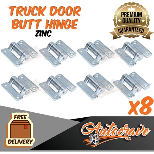 8x Truck Door Hinge - Butt Hinge Zinc Coated - 60 x 59mm - 4mm Thickness!