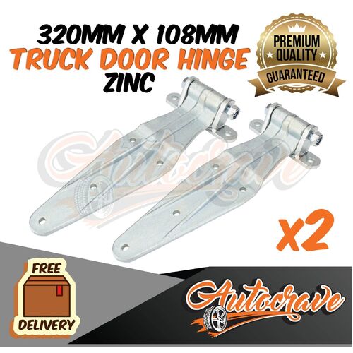 2x Truck Door Hinge - Zinc Coated -320x108mm Rear Hinge Bracket Premium Quality