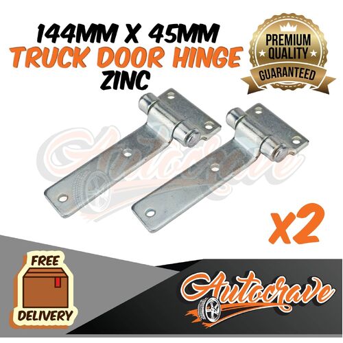 2 x Truck Door Hinge - Zinc Coated -144x45mm Rear Door Hinge Premium Quality