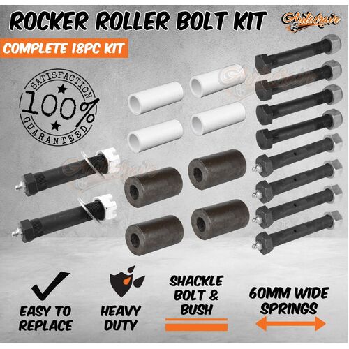 Trailer Spring Rocker Roller Suspension Replacement Bolt Bush Nut Kit Caravan