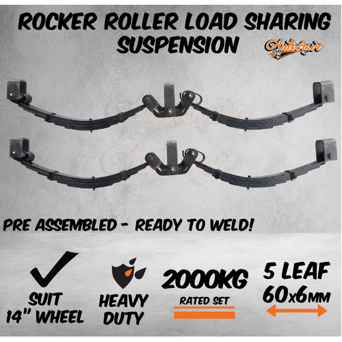 5 Leaf 2000kg Rocker Roller Tandem Trailer Spring Set Caravan Horse Float 60X6mm