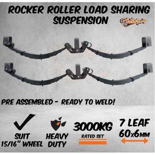 7 Leaf 3T Rocker Roller Tandem Trailer Spring Set Caravan Horse Float 15/16"