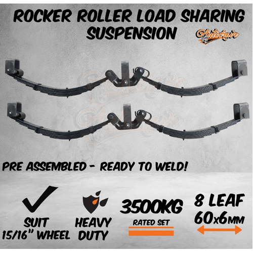 8 Leaf 3500kg Rocker Roller Tandem Trailer Spring Set Caravan Horse Float 15/16"