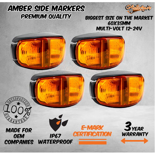 4x LED Clearance Light Side Marker Lamp Amber Orange Trailer Truck Caravan Mvolt