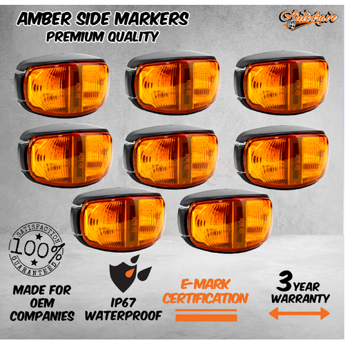 8x LED Clearance Light Side Marker Lamp Amber Orange Trailer Truck Caravan Mvolt