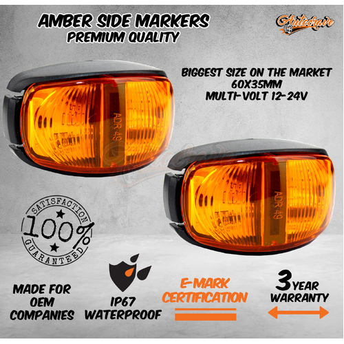 LED Clearance Light Side Marker Lamp Amber Orange Trailer Truck Caravan M/Volt