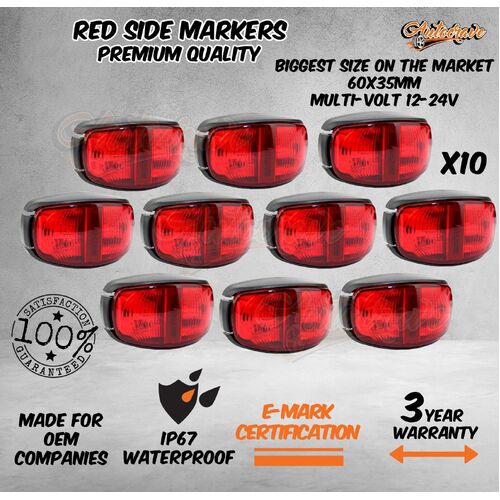 10 x LED Clearance Lights Side Marker Lamp Red Trailer Truck Caravan Volt