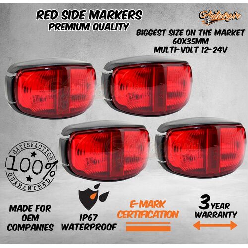 4 x LED Clearance Lights Side Marker Lamp Red Trailer Truck Caravan Boat Volt