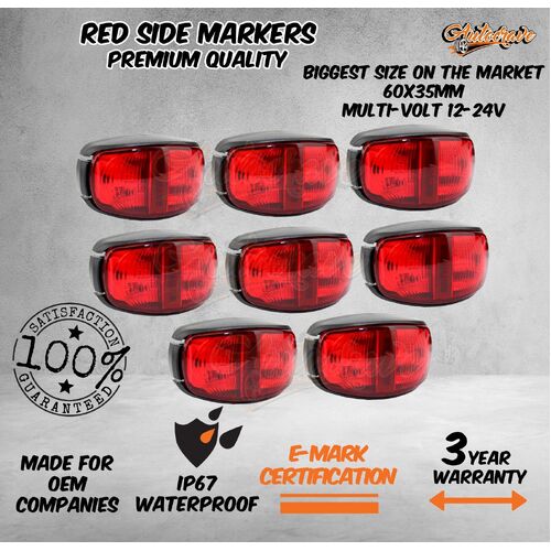 8 x LED Clearance Lights Side Marker Lamp Red Trailer Truck Caravan Volt