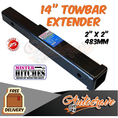 Car Trailer Tow Bar Tongue Hitch Extender 14" Mister Hitch 4WD Adapter Extension