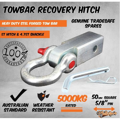 Tow Bar Hitch Receiver Towbar 4WD Off Road Recovery 5Ton Bow Shackle Zinc