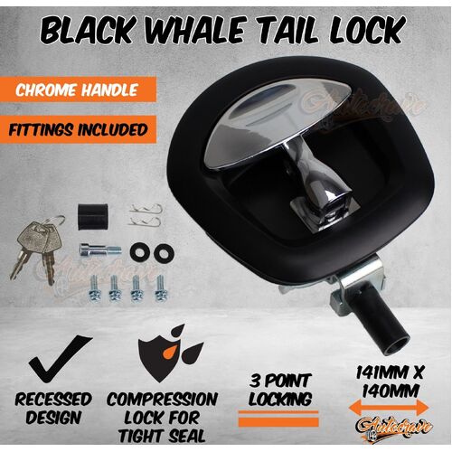 Black Whale Tail T Handle Lock Latch Compression Lock Trailer Ute Toolbox Chrome