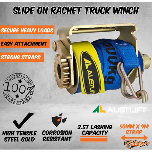 Ratchet Truck Winch Slide On With 50mm x 9m Strap Truck Trailer Binder Austlift